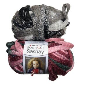 🛒 $8 - Sashay Scarf Yarn Silver Grey Black Pink #1792